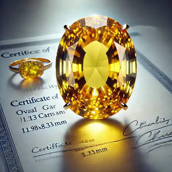 Oval Yellow Gemstone Weighing 11.13 Carats