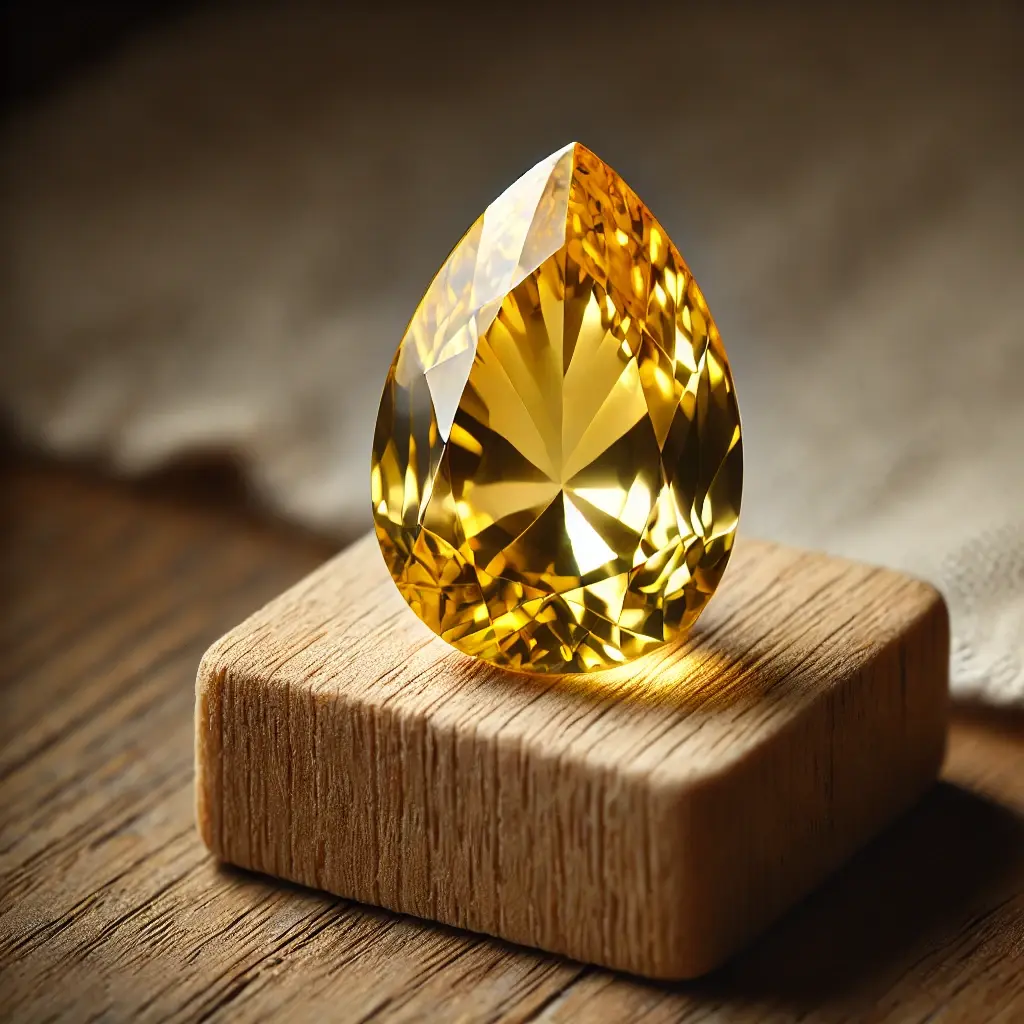 Pear-Shaped Yellow Gemstone